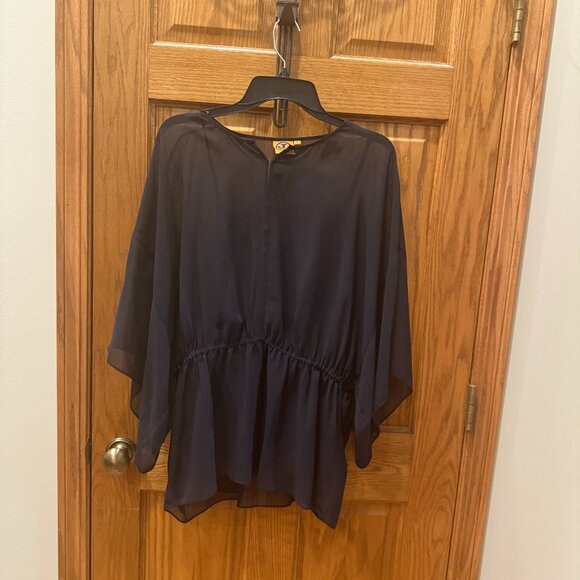 Tory Burch "Margarete" Black Tunic-Style Blouse with Camisole, SZ 12 - Picture 3 of 7